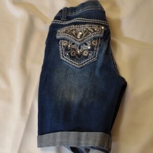 Arizona Jean Co. Girl's Embellished Dark Blue Denim Shorts - Size 10